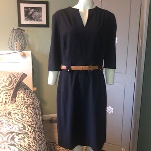 Tahari ALS Size 14 Navy Blue Dress